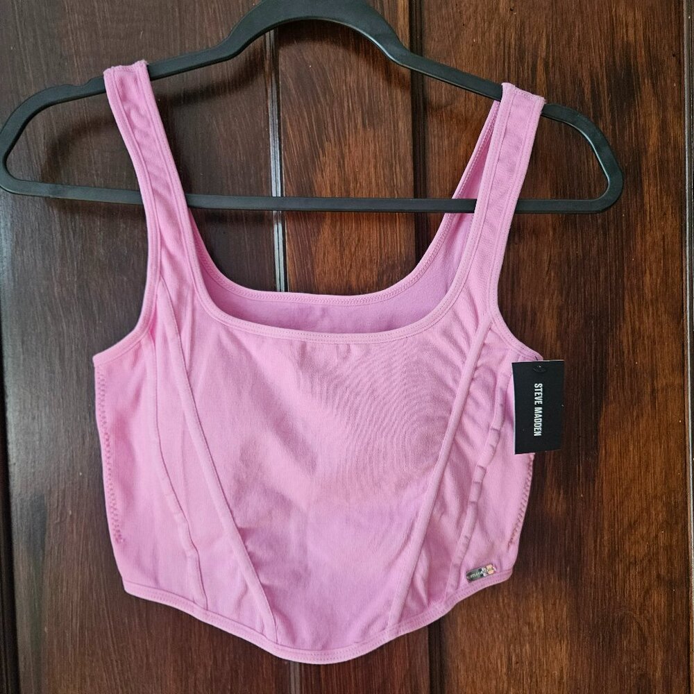 Steve Madden Pink Corset Style Sports Bra Size L